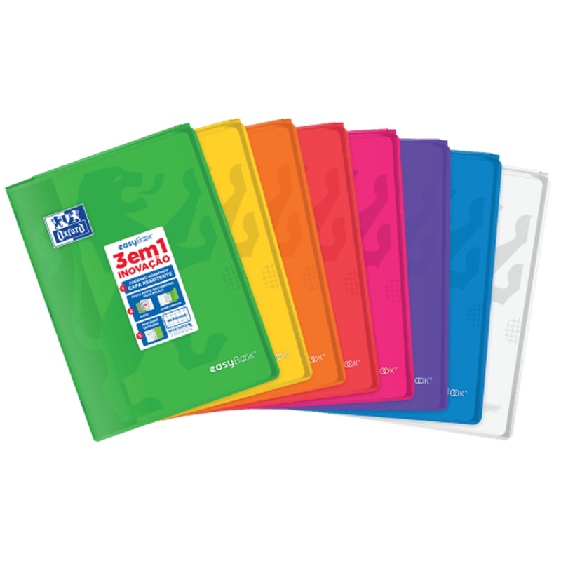 Oxford Caderno Agrafado Easybook A4 48 Folhas Quadriculado Cores