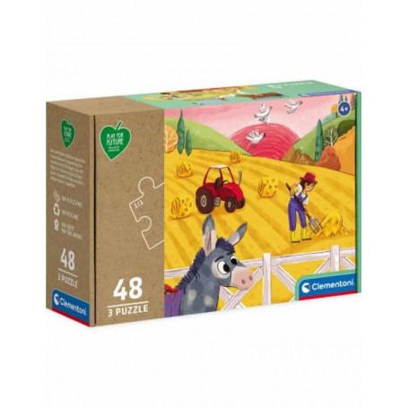 Clementoni Play For Future - Puzzle Animais 3 X 48 peças
