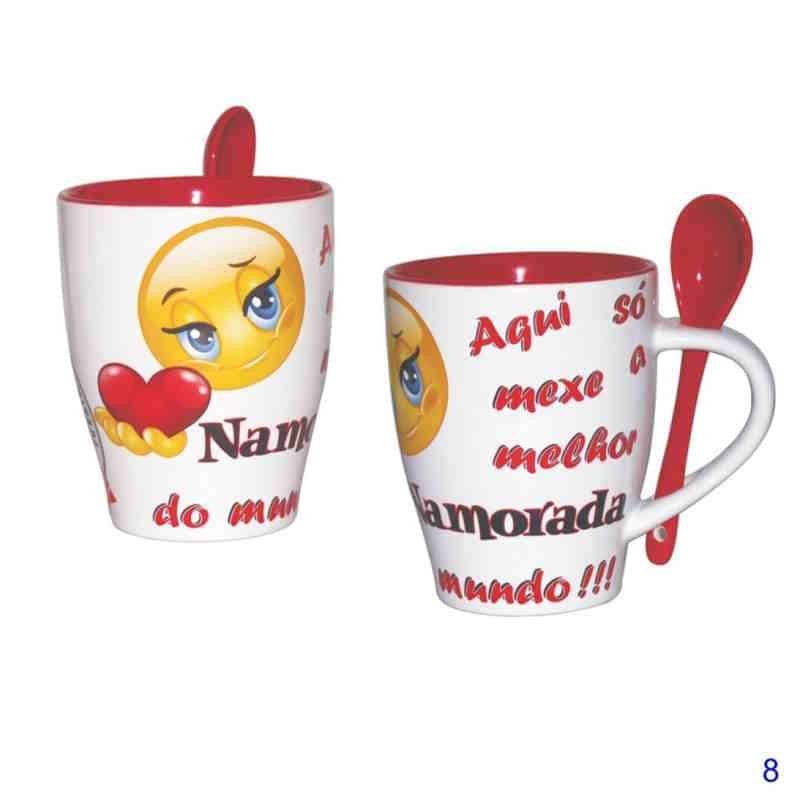 Dupla - Caneca Com Colher Emoji/Smile Namorada