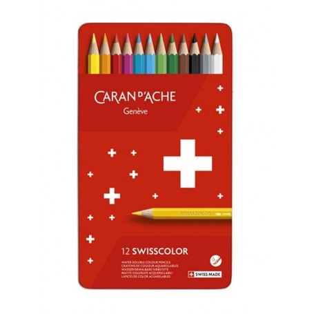 Carand'Ache - Caixa Metálica com 12 Lápis de cor: Swisscolor