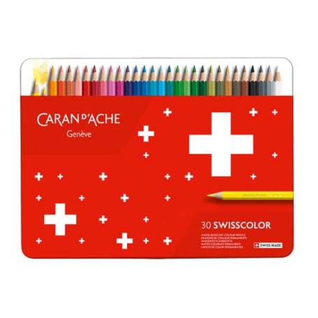 Carand'Ache - Swisscolor: Caixa de Metal com 30 Lápis