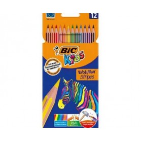 Bic - Lápis De Pintar Evolution Stripes 12Uni. Bic - Lápis De Pintar Evolution Stripes 12U