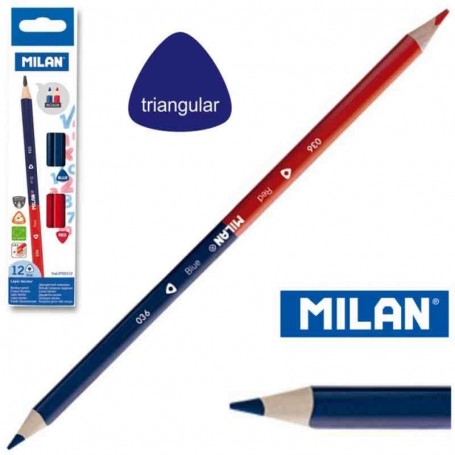 Milan - Lápis Triangular Bicolor (Azul e Vermelho)
