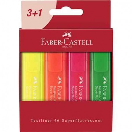 Faber-Castell - Caixa com 4 Marcadores Fluerescentes