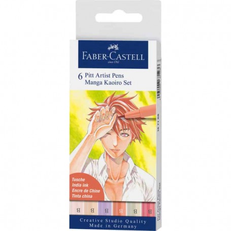 Faber Castell - Caixa 6 Marcadores Pitt Artist Pen Manga "Kaoiro"