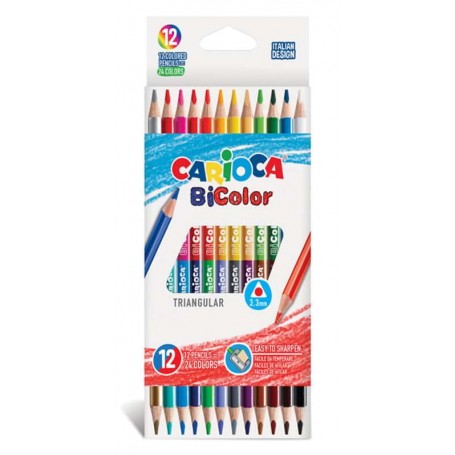 Carioca - Lápis De Cor Carioca Bicolor Triangular Com 12 Unidades