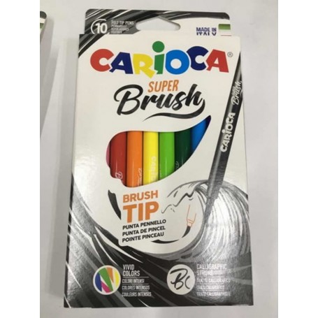 Carioca - Marcador Escolar Carioca Super Brush Caixa Com 10 Unidades