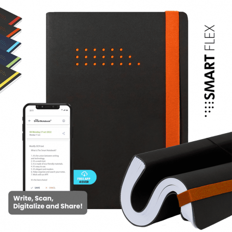 The SmartNotebook - Caderno Smart Flex, A5, Preto/Laranja