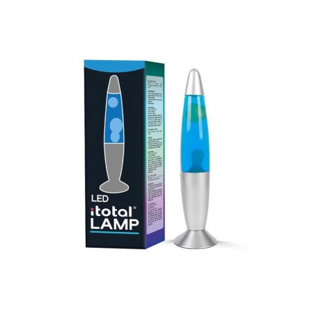 I-Total - Lâmpada de Lava Led Azul com Base Prateada