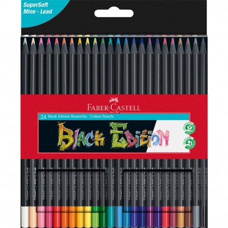 Faber-Castell - Lápis de Cor, Black Edition, 24 Unidades