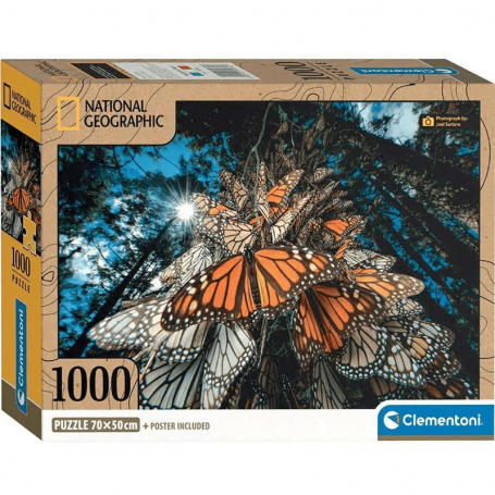 Clementoni - Puzzle 1000 Peças Compacto: National Geographic Borboleta