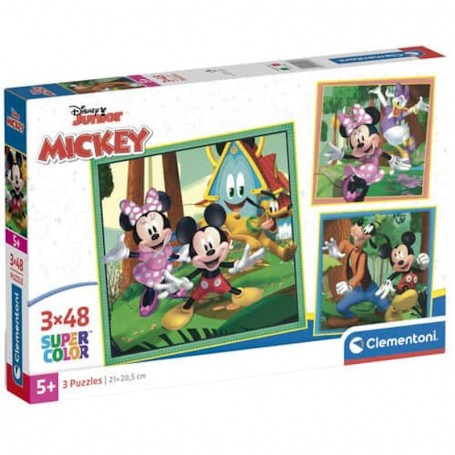 Clementoni - Puzzle Quadrado 3X48 peças: Mickey e os Amigos