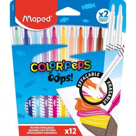 Maped - Color Peps Oops: 12 Canetas de Feltro Apagáveis