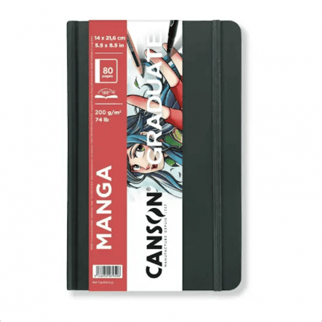 Canson - Caderno Liso Manga, A5, Preto