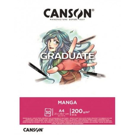 Canson - Bloco de Desenho Graduate Manga, Liso, A4, 200Gr