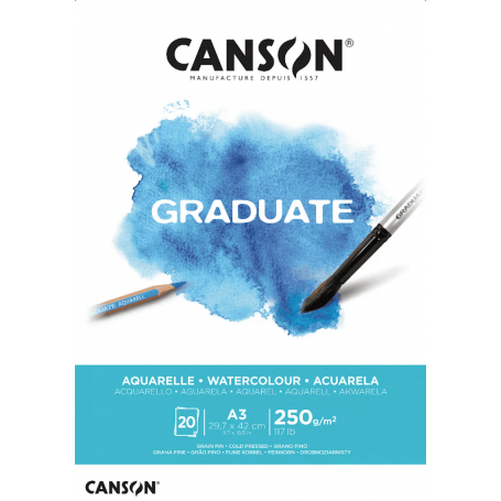 Canson - Bloco Graduate Aguarela, A3, 250Gr