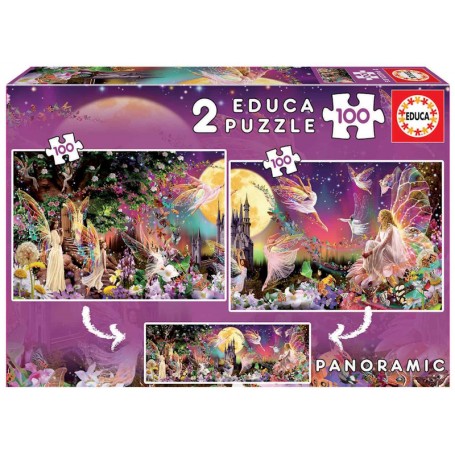 Educa - Puzzle 2X100 Peças: Tríptico de Hadas