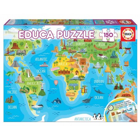 Educa - Puzzle 150 peças Mapa Mundo de Monumentos