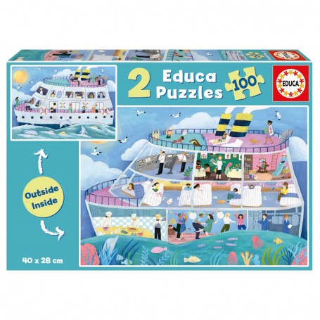 Educa - Puzzle 2X100 Peças Barco Dentro e Fora