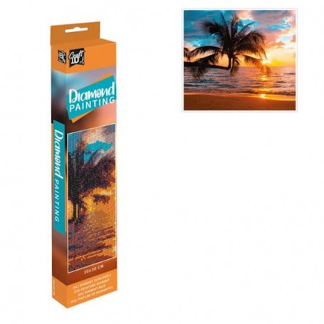 Craft Sensations - Pinta com Diamantes: Praia com Por do Sol 20X20CM