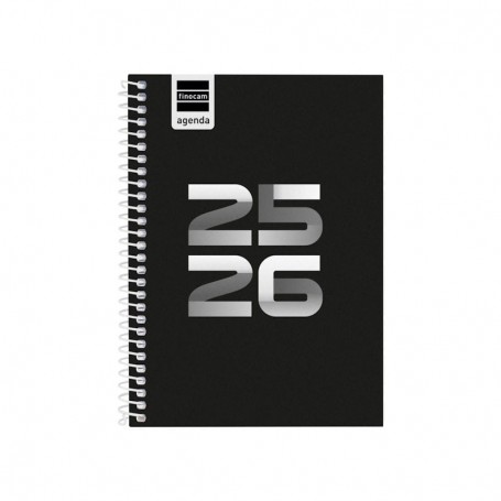 Finocam - Agenda Escolar, 2025-2026, Diva Preto, 120x164mm, Semana Vista