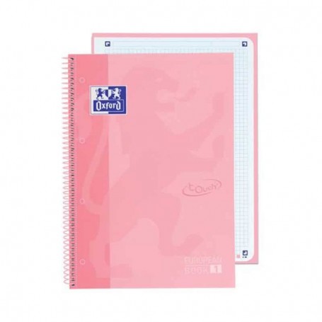 Oxford - Caderno EuropeanBook, A4, 80 Folhas Quadriculadas, Cor Rosa