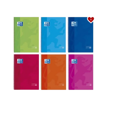 Oxford - Caderno Espiral, A4, Capa Dura, 80 Folhas Quadriculadas, Cores Sortidas