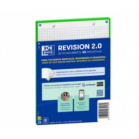 Oxford - Fichas de Revisão, A5, 30 Folhas Quadriculadas, Verde Claro