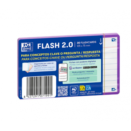 Oxford - Flashcards 2.0, 75X125, 30 Folhas Pautadas, Lilás