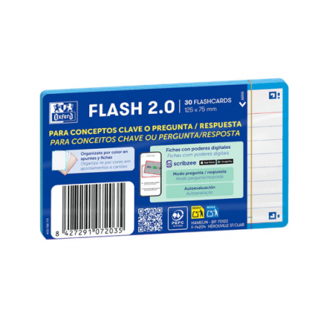 Oxford - Flashcards 2.0, 75X125, 30 Folhas Pautadas, Azul Turquesa