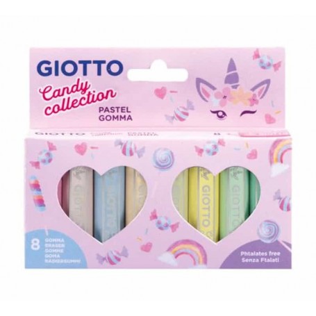 Giotto - Coleção Candy: 8 Borrachas Pastel