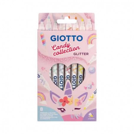 Giotto - Coleção Candy: 8 Canetas Turbo Glitter Pastel
