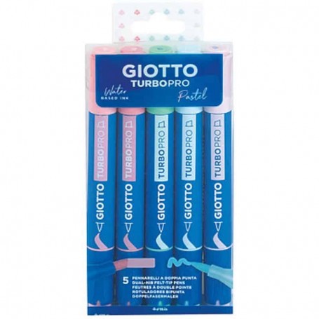 Giotto - Conjunto de 5 Marcadores Hang Tab TurboPro Pastel