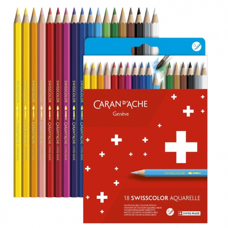 Carand'ache  Caixa Cartão de 18 Lápis Swisscolor Aquarelle