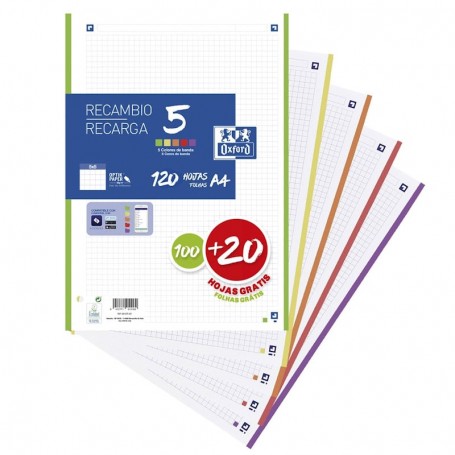 Oxford - Recarga A4, 100+20F, 5X5, Quadriculado