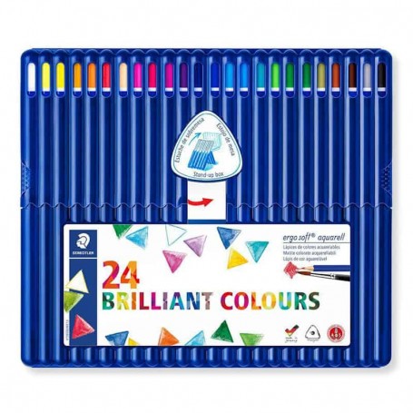 Staedtler - Lápis de Cor Ergo Soft Aquarell, Estojo de Mesa, 24 Cores