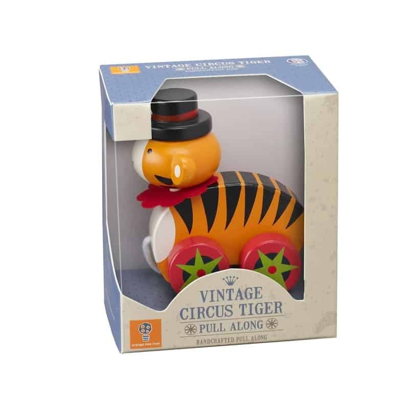 Tigre de Puxar em Madeira Vintage Circus