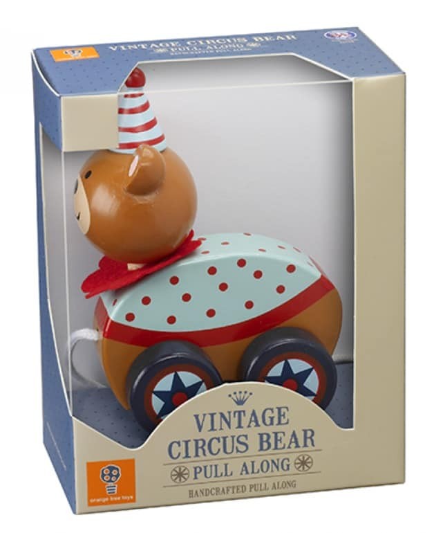 Urso de Puxar em Madeira Vintage Circus