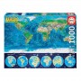 Puzzle 1000 Peças: Mapa do Mundo Físico Néon
