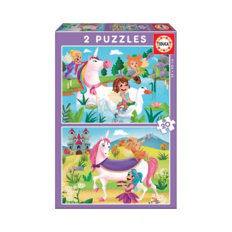 Educa Puzzle 2x20 Peças Unicórnios Fadas 18064