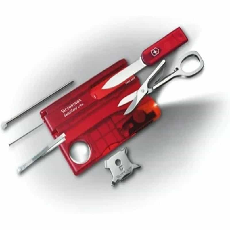 Victorinox Swisscard Lite - 13 Usos Vermelho Transparente Com Luz