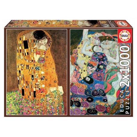 Educa - 2X1000 Peças "El Beso + La Virgen, Gustav Klimt"