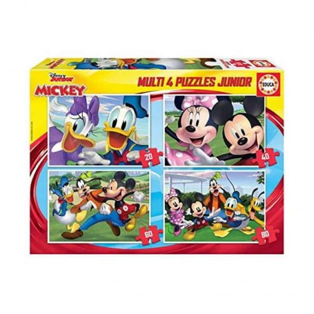 Educa - 4 Puzzles Junior Mickey 20/40/60/80 peças