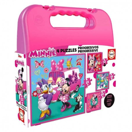 Educa - Mala 4 Puzzles Progressivos da Minnie Ajudantes Felizes