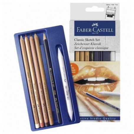 Faber Castell - Set Esboços Clássico - Cx. 4 Pitt + 1 Grafite + Esfuminho