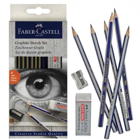 Faber Castell - Set Desenho - Lápis + Borracha + Apara Lápis - Cx. 6 Unidades de Lápis