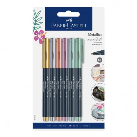 Faber Castell - Cx.6 Marcadores Metalicos Creative Studio Cores Sortidas