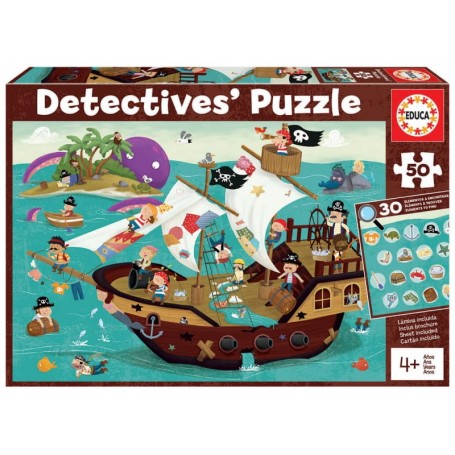 Educa - Puzzle 50 Peças Barco Pirata Detectives Puzzle
