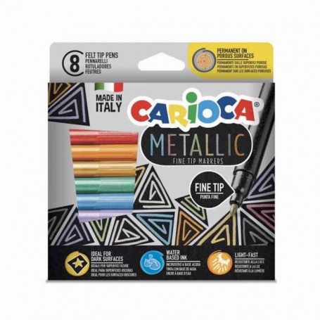 Carioca - Marcador Escolar Metallic Fine Tip 8 Cores