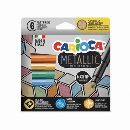 Carioca - Marcador Escolar Metallic Maxi Tip 6 Cores